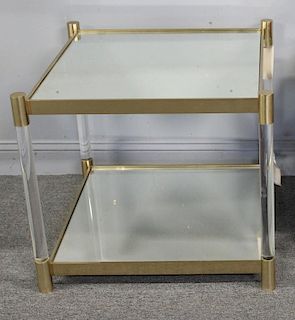 MIDCENTURY Style Lucite, Brass and Mirror Top