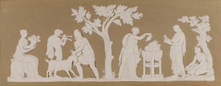 WEDGWOOD Olive Green Jasperware Plaque, with Mythological Scene, 19th century