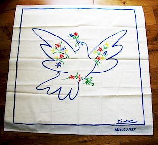 Picasso, Pablo (After),  Spanish 1881-1973,"Colombe de la Paix, Moscou  Foulard pour la congres de la jeunesse (Flying Dove),