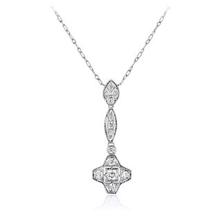 A Platinum and Diamond Pendant Necklace