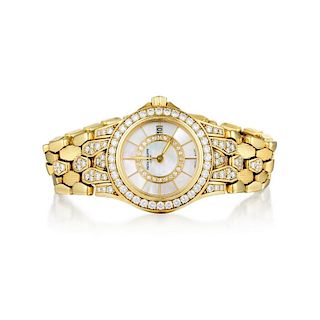 Patek Philippe Neptune Yellow Gold and Diamond Ladies Watch #4881