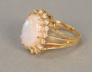 14K opal and diamond ring.
