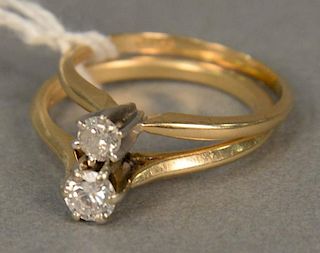 Two 14K and diamond engagement rings.