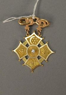 14K gold pin with diamond in middle. 14.6 grams