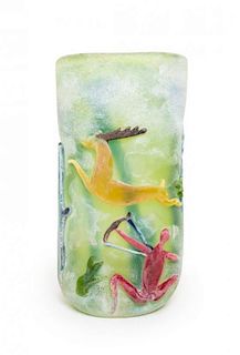 An Italian Studio Glass Vase, attributed to Napoleone Martinuzzi, Height 14 1/8 inches.