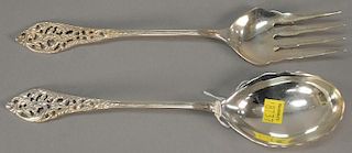 Large sterling silver serving set with fork and spoon. lg. 11 1/4in., 8.57 t oz.