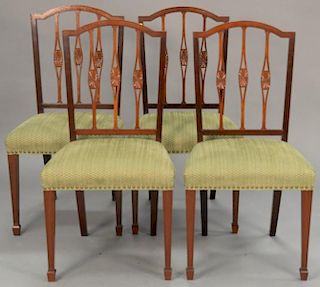 Set of four Margolis mahogany Federal style side chairs signed Margolis with brand mark.