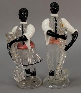 Pair of Murano glass figures (one with repairs to one arm). ht. 11in.