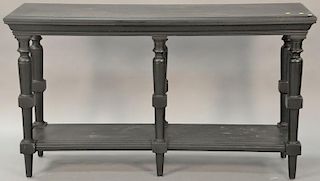 Contemporary black painted hall table. ht. 36in., top: 19 1/2" x 64"