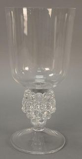 Lalique Clos Vougeot candle holder, grapevine form with hurricane shade. ht. 12 1/2in.