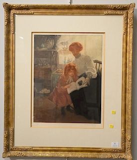 Manuel Robbe (1872-1936), colored etching and aquatint on cream laid paper, "L'Album D'Image", pencil signed lower right: Man