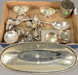Box lot with silver and silverplate.