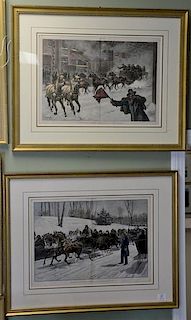 Set of seven Harper's Weekly colored lithographs, all matted and framed, ss 14 3/4" x 21" 
Provenance: Property from the Cred