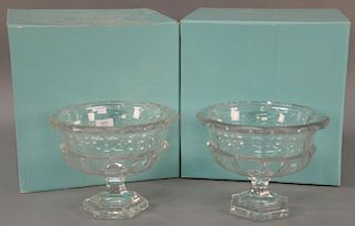 Pair of new large Tiffany & Co. crystal footed compotes with original box and packing material, marked Tiffany & Co. ht. 8in.