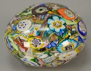 Large millefiori hollow paperweight. ht. 4 1/2in., dia. 7in.