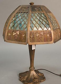 Panel shade table lamp. ht. 22in., dia. 13in.