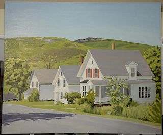 Michael Reece, oil on canvas, Country Houses along the Road, signed lower right: Michael Reece, 60" x 72"