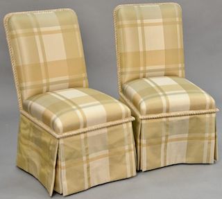 J. Robert Scott pair of upholstered chairs with carved rope trim designed by Sally Sirkin Lewis. ht. 38in.