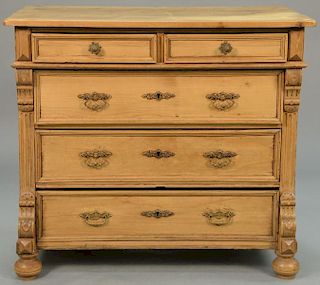 Pine two over three drawer chest. ht. 32 1/2in., top: 22" x 36 1/2"