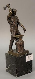 After Julius Schmidt-Felling (1895-1930), bronze, At the Anvil, on granite base, marked Schmidt Felling on base. total ht. 11
