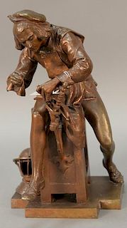 After Adrien Etienne Gaudez (1845-1902), bronze, Sword Maker, ht. 13 1/2in.