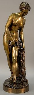 After Etienne Maurice Falconet (1716-1791), bronze, Bather La Baigneuse, inscribed Falconet on base, ht. 32 1/2in.