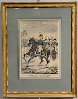 Two piece lot to include Nathaniel Currier Ives hand colored print "General Taylor and Staff", ss 13" x 9" and After Alvin La