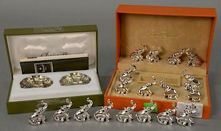 Group lot to include eighteen Saint Hilaire silverplate elephant place card or party card holder and a pair of Christofle she