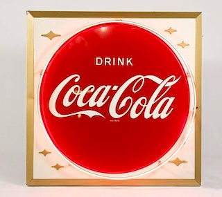 Large Coca Cola Advertising Tin Sign w/Neon Lights