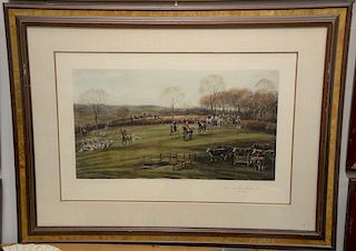 Two GD Giles colored lithographs "Going to the Meet - Slawsten" and "Gone Away from Shangton Holt", ss 17" x 26 3/4". 
Proven