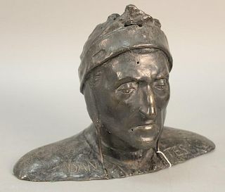 Bronze bust of Dantes. ht. 11 3/4in., lg. 16in.