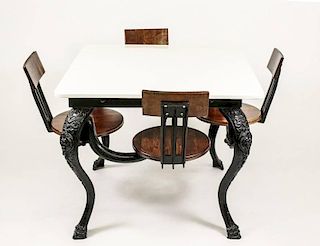 Cast Iron Soda Fountain Table W/ Swing Out Seats