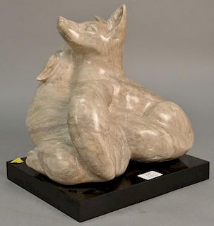 Carved marble sculpture, two fox snuggling, unsigned, total ht. 12 1/2in., wd. 11 1/2in.