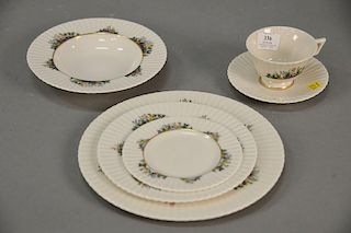 Set of Lenox Rutledge dinnerware including 12 dinner plates, 8 soup bowls, 8 lunch plate, 8 bread plates, 15 cups, and 15 sau