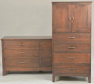 Two piece Ethan Allen lot to include a contemporary double chest (ht. 34in., wd. 68in.) and tall chest (ht. 34in., wd. 68in.)