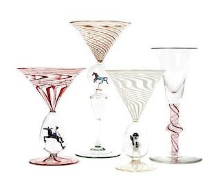 A Set of Four Italian Glass Stems, Height of tallest 7 1/2 inches.