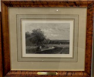 Set of four etchings to include: On the Housatonic, Near Stockbridge, Massachusetts after James McDougal Hart; Wharf and Ship