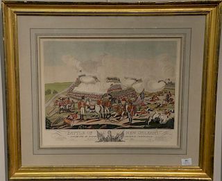 After William Edward West (1801-1861), hand colored engraving "Battle of New Orleans and the Death of Major General Packenham