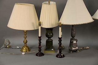 Six table lamps including two pair and two odd lamps. ht. 18 1/2in. to ht. 33in.