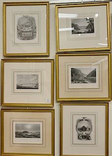 Nine etchings to include: one engraved by Duthie after Chapman, one engraved by James David Smillie, three after Granville Pe