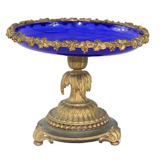 FRENCH, BRONZE MOUNTED, COLBALT BLUE, CANDY DISH