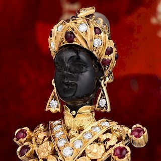 Nardi 'Blackamoor' Ruby and Diamond Brooch