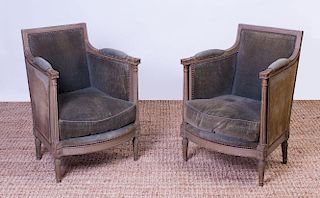 PAIR OF DIRECTOIRE STYLE PAINTED BERGÈRES