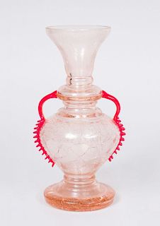TWO-HANDLED GLASS VASE, IN THE MANNER OF NAPOLEONE MARTINUZZI