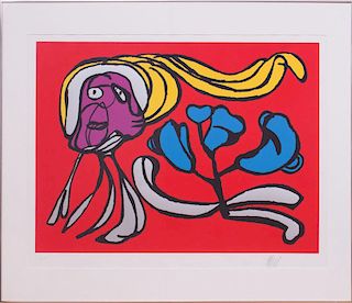 KAREL APPEL (1921-2006): FLOATING RED FLOWER; AND FLOATING GREEN FLOWER