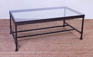 WROUGHT-IRON AND GLASS LOW TABLE