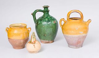 GROUP OF FOUR FRENCH RUSTIC POTTERY VESSELS