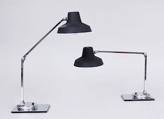 PAIR OF TENSOR CHROME AND METAL DESK LAMPS
