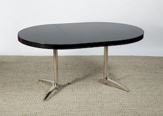 CHROME AND EBONIZED EXTENSION DINING TABLE