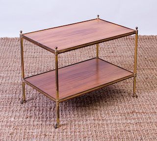 BRASS-MOUNTED-ROSEWOOD TWO-TIERED SIDE TABLE